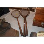 Three vintage badminton rackets