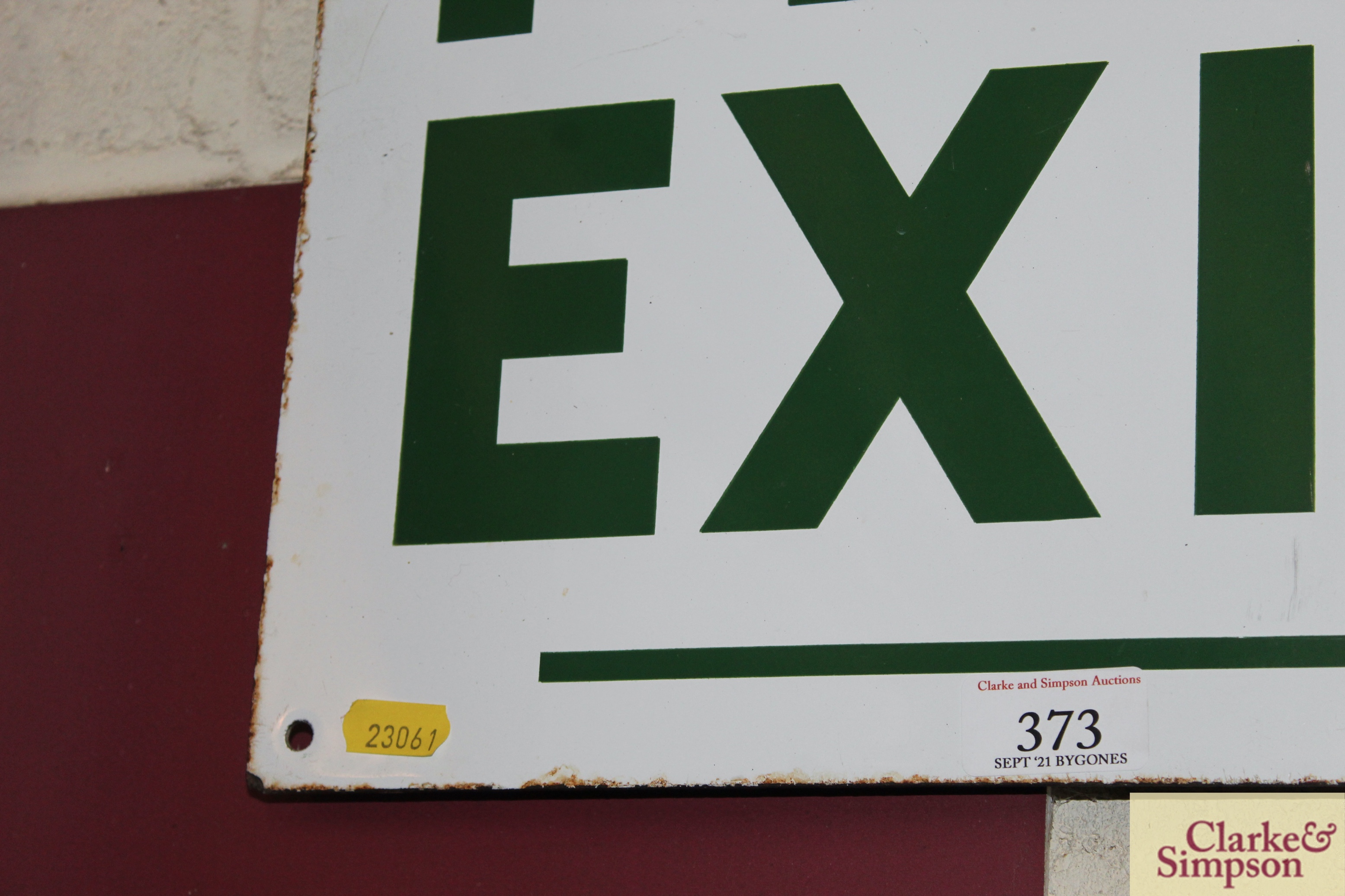 An enamel "Fire Exit" sign approx. 12" x 14" - Image 5 of 5