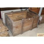 A large wooden storage crate