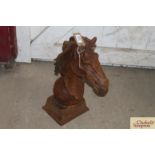 A cast iron horses head