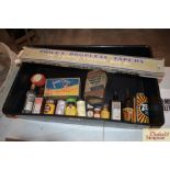 A tray containing various vintage chemist stock in