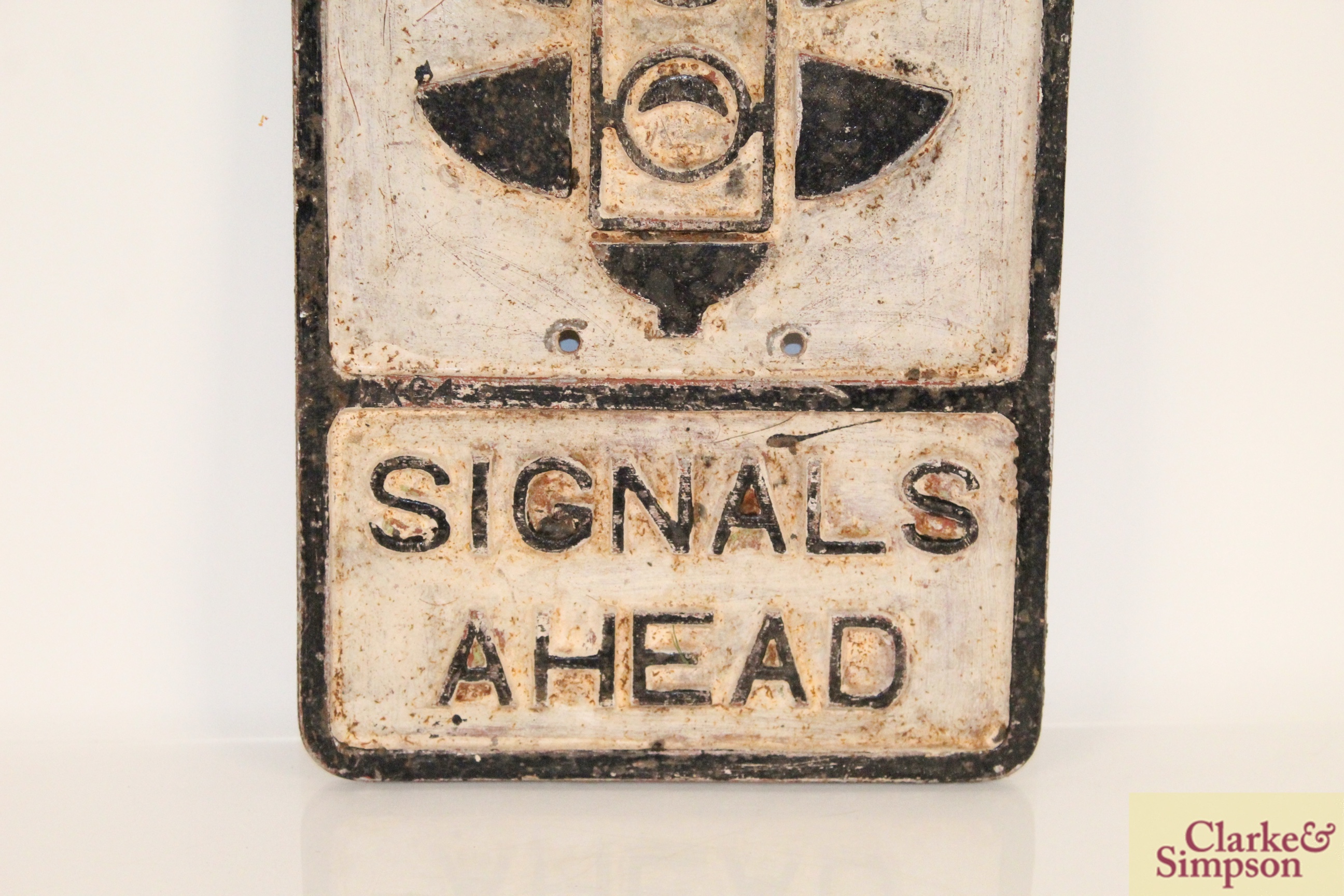 A cast metal road sign "Signals Ahead", 21" x 12" - Image 4 of 5