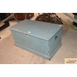 A blue painted 19th Century pine box