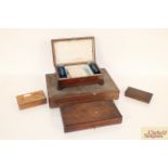 A 19th Century mahogany sewing box, another sewing box and th