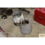 A galvanised riveted well bucket with iron swing h