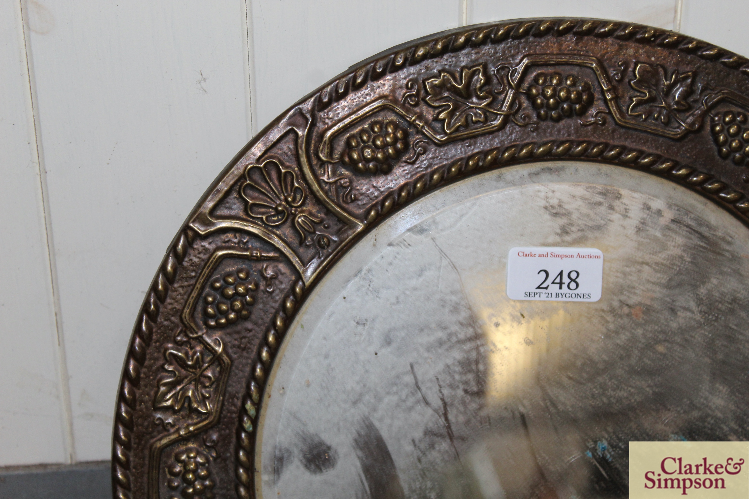 A circular brass framed bevel edged wall mirror wi - Image 5 of 5
