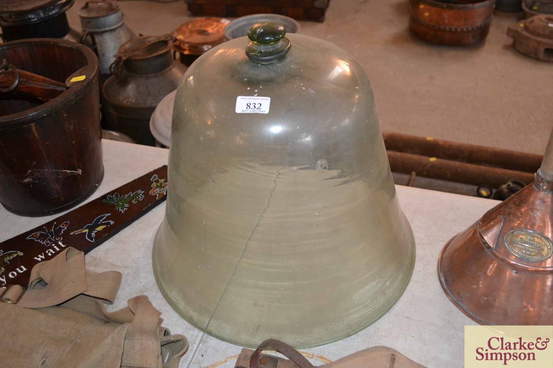 A Victorian glass bell cloche