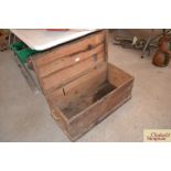 A vintage pine wooden tool box