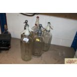 Five vintage glass soda syphons