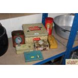 A quantity of various old advertising tins includi