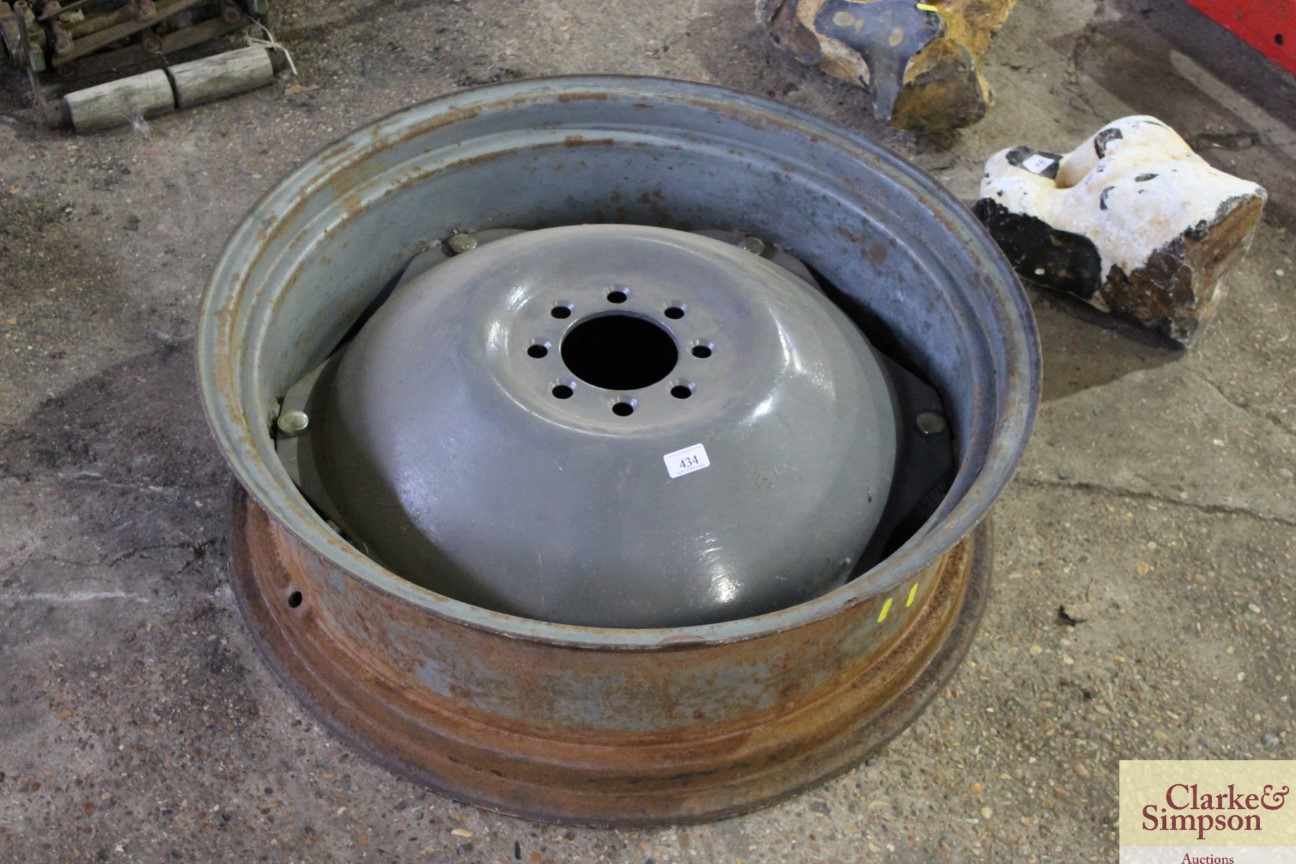 A rear wheel rim from a Massey Ferguson 35