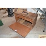 A vintage wooden carpenters tool box