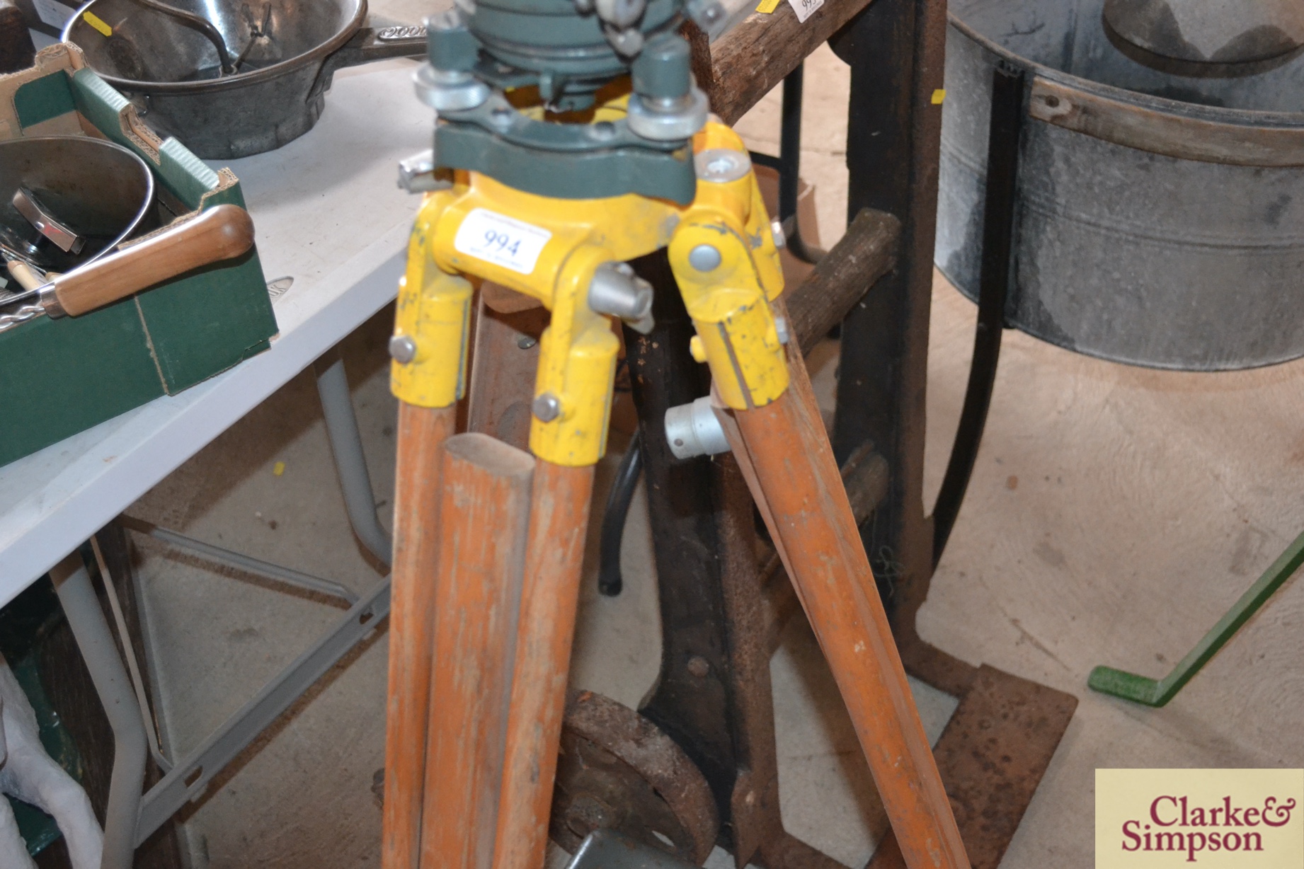 A Watts theodolite on tripod adjustable stand comp - Image 3 of 6