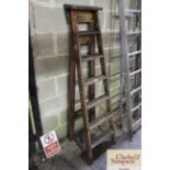 A set of vintage wooden folding steps by Slingsby