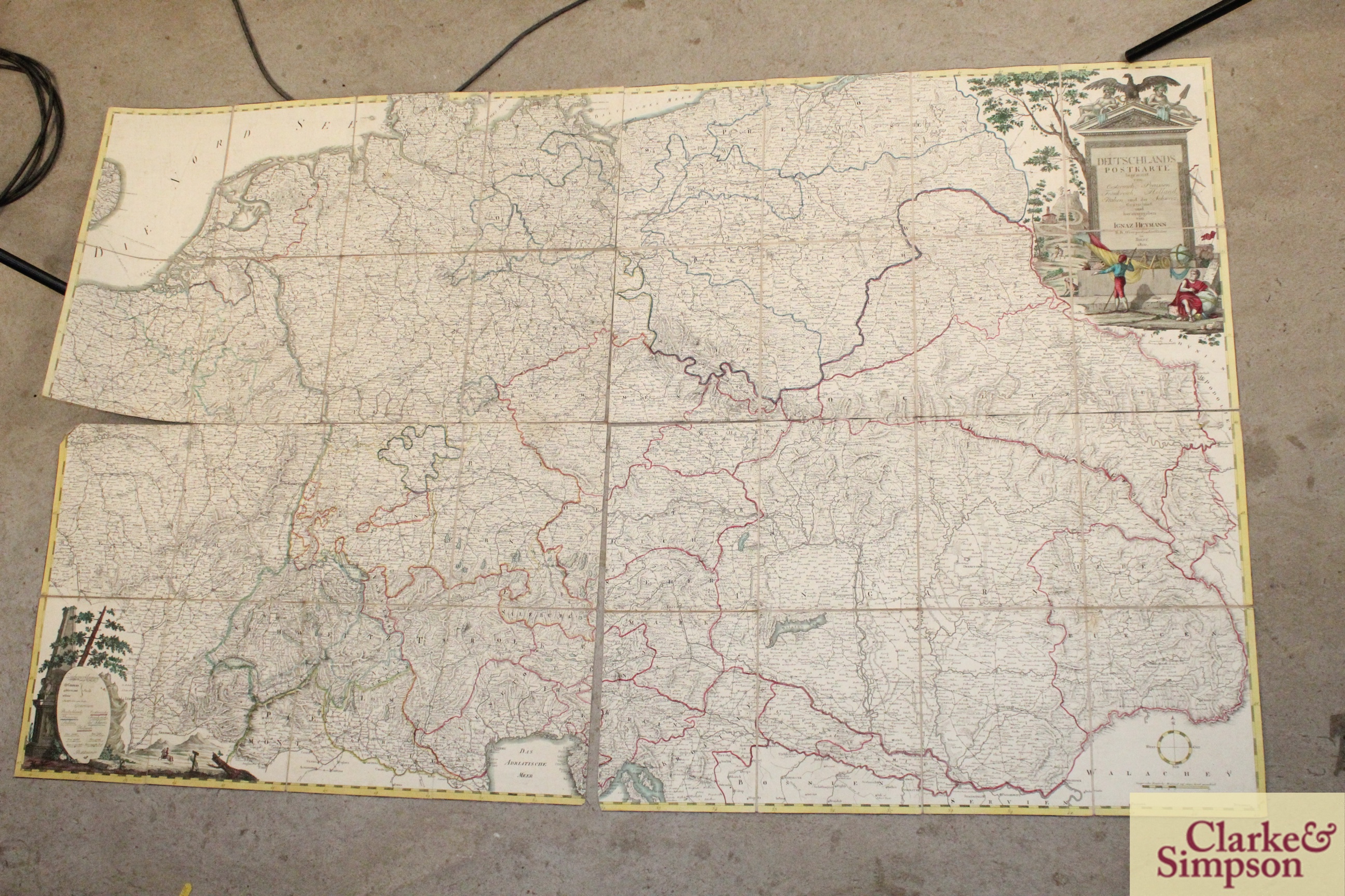 An 1800 four section map of the Deutschlands by Ig