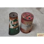 An Esso Gear Oil can, and a Castrol can of cone sh