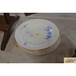 Seven Royal Worcester blue floral decorated plates