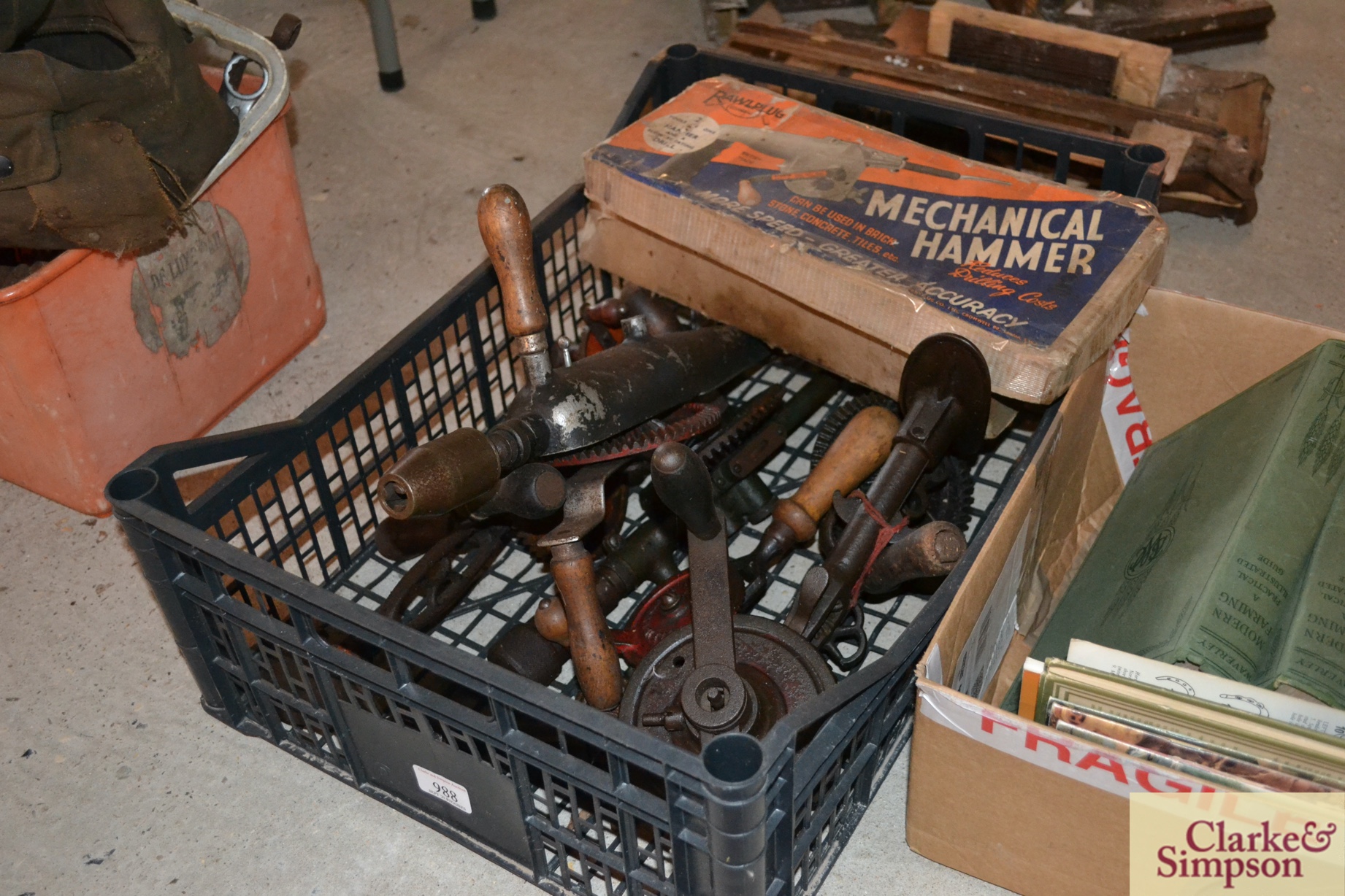 A quantity of various vintage drills including a m