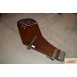 A wooden and brass mounted boat rudder menu board
