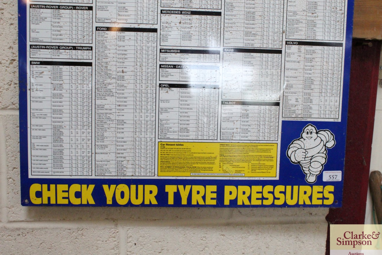 A tin Michelin Tyre Pressure chart, approx. 34" x 25" - Image 4 of 4