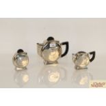 An Art Deco plated three piece tea set