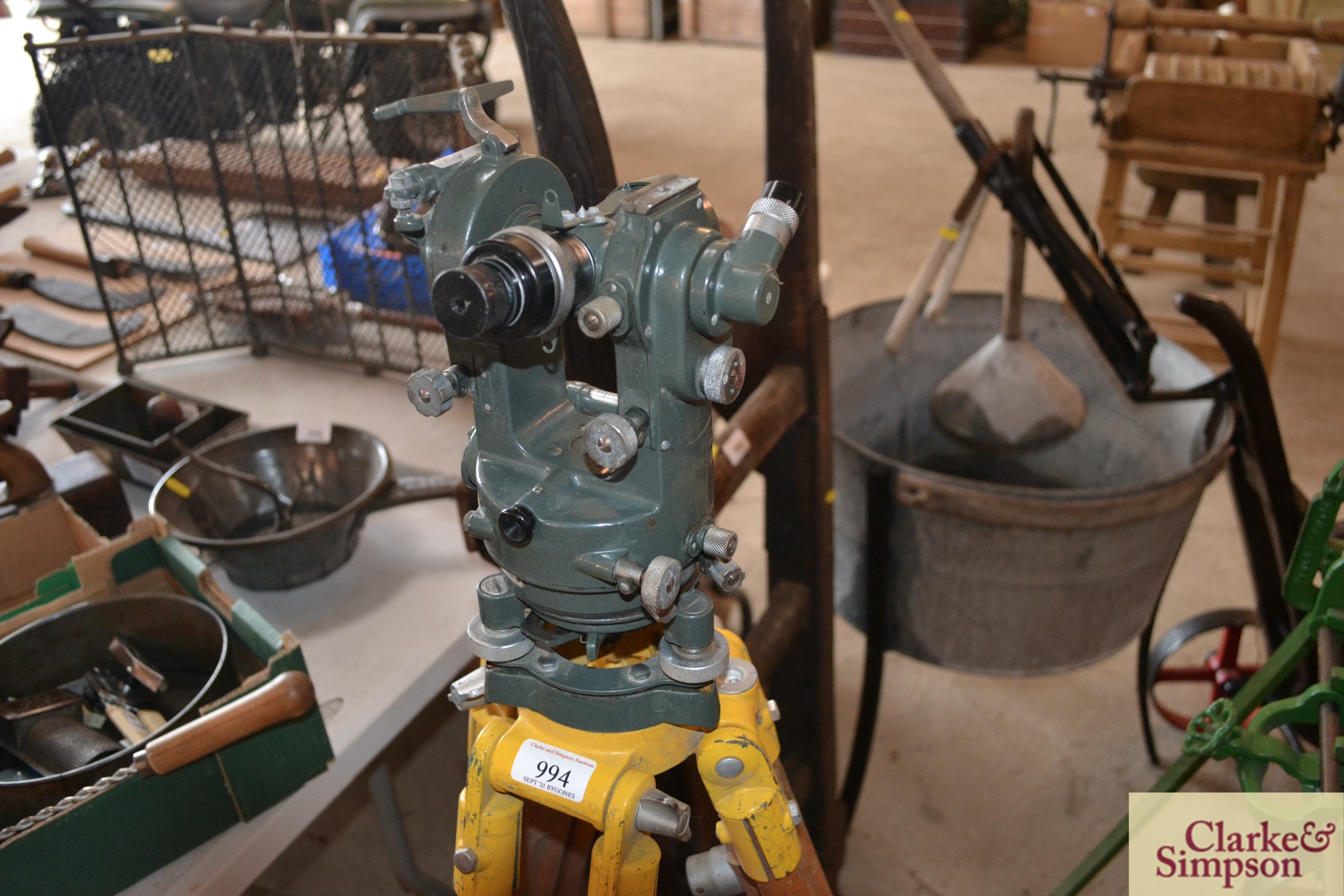 A Watts theodolite on tripod adjustable stand comp - Image 2 of 6