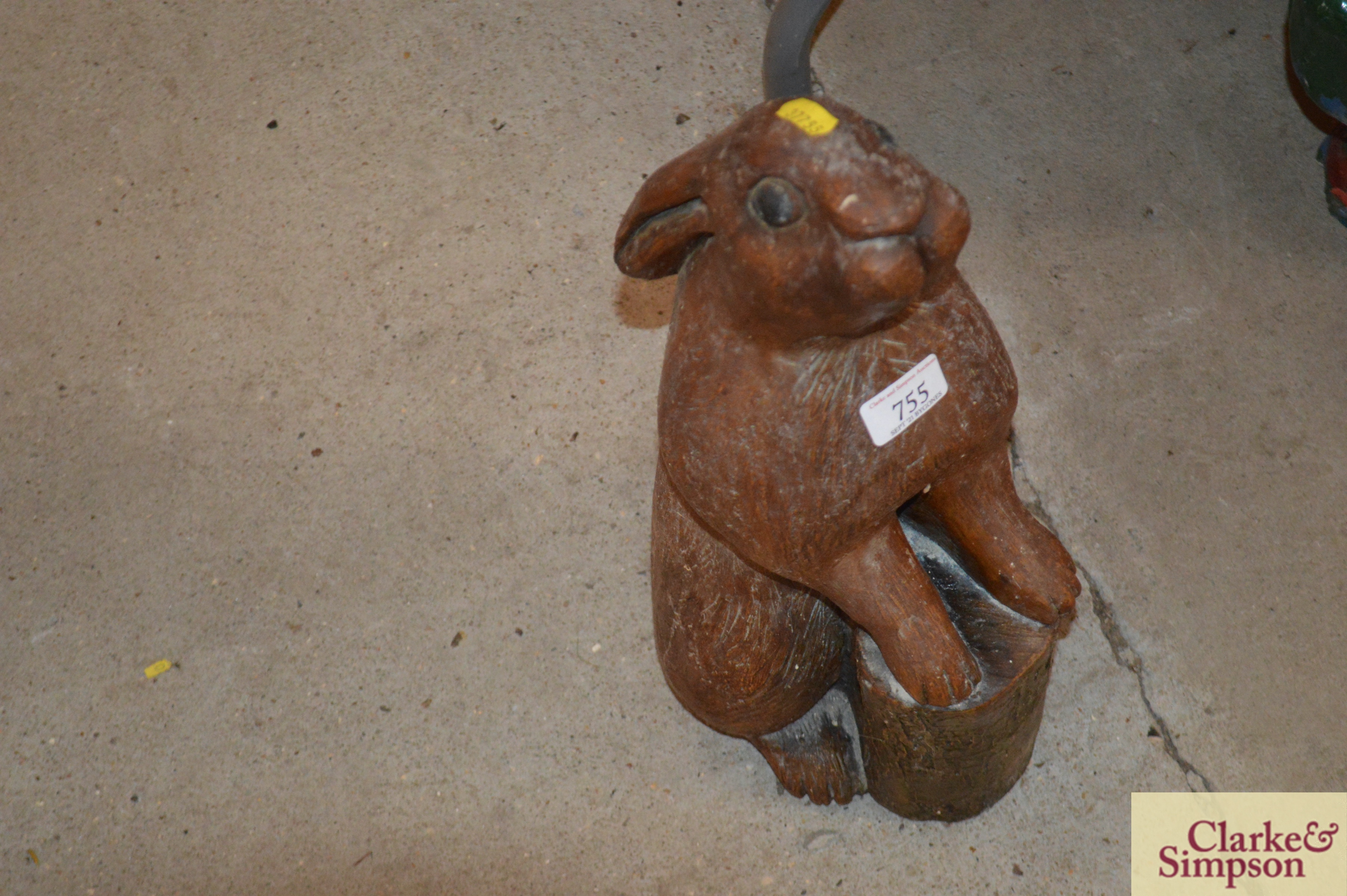 A cast brown figure of a rabbit - Image 2 of 3