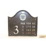 A cast iron "Golf Club" sign, approx. 15½" x 17" i