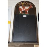 A cow decorated note board, approx. 24" x 12"