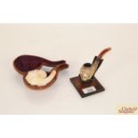A vintage Meerschaum pipe, the bowl in the form of