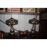 A pair of Tiffany style table lamps, 54cm high