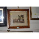 A Victorian maple framed print depicting figures o