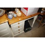 A part painted pine single pedestal dressing table