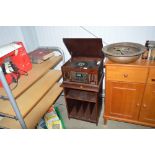 A modern classic turntable, cd player on stand