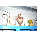Three various decorative vases and a Beswick coffe