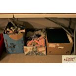 Three boxes of miscellaneous textiles