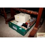 A painted miniature chest of drawers and box of va