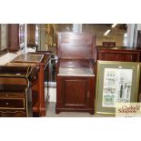 A mahogany and marble folding wash stand