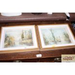 A pair of oils on board depicting Grantchester and