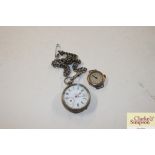 A lady's gold wrist watch and silver cased fob wat