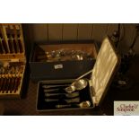 A cased fruit serving set and box of miscellaneous