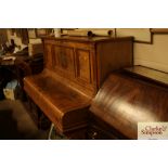 A burr walnut Schreiber upright piano