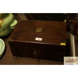 A Victorian burr walnut and brass mounted writing