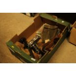 A box of assorted WW2 military equipment