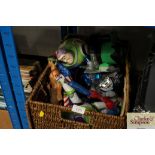 A basket of various children's toys to include Buz