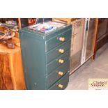 A green painted pine chest fitted five long drawer