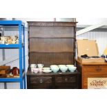 An oak dresser fitted two drawers