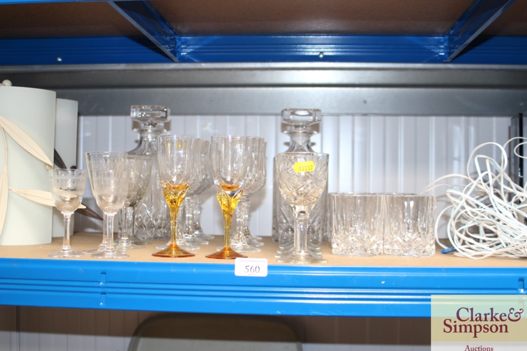 A quantity of various glassware to include a pair
