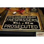 A Great Eastern Railway plaque (Vendor states it is an original cast sign restored from Leiston)