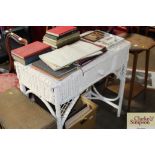 A wicker side table with fitted single drawer